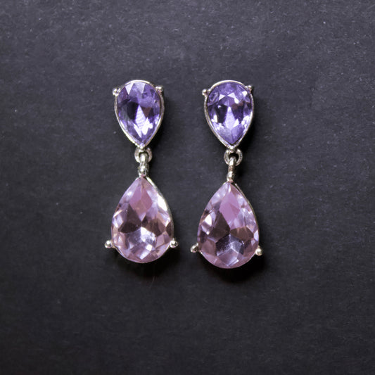 Cercei din argint cu pietre roz/mov - Purple Passion Drops