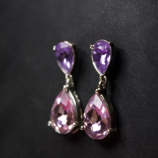 Cercei din argint cu pietre roz/mov - Purple Passion Drops