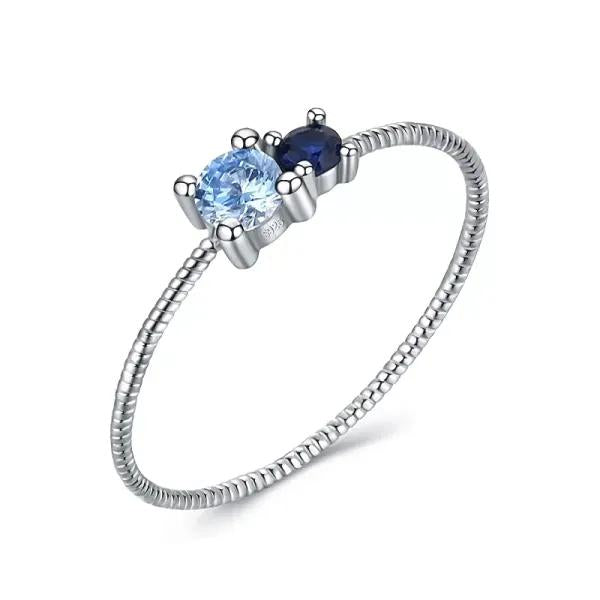 Inel din argint cu pietre mici albastre - Royal Blue Aura