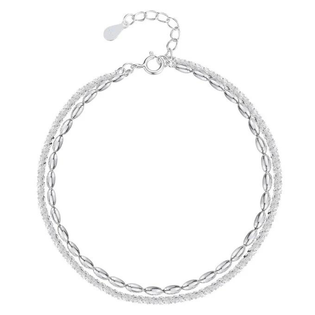 Bratara din argint 2 straturi cu perle - Silver Pearl Duo Bracelet
