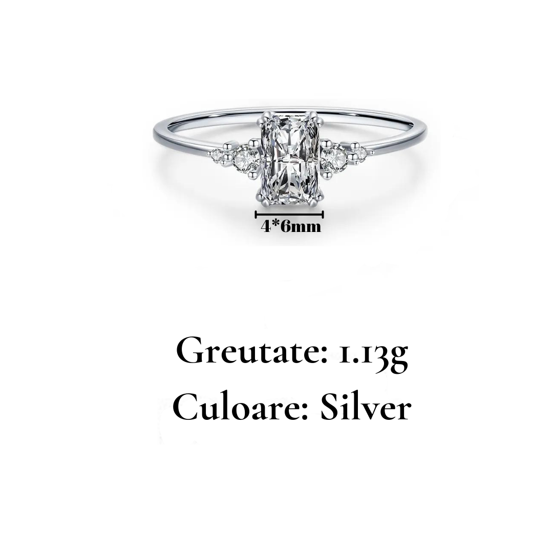 Inel din argint cu pietre - Square Sparkle