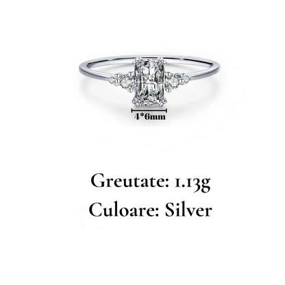 Inel din argint cu pietre - Square Sparkle