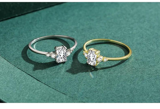 Inel din argint cu pietre - Square Sparkle