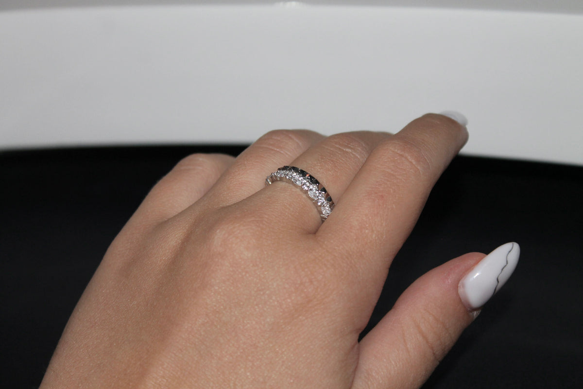 Inel din argint cu pietre - Tri-Silver Flex Ring