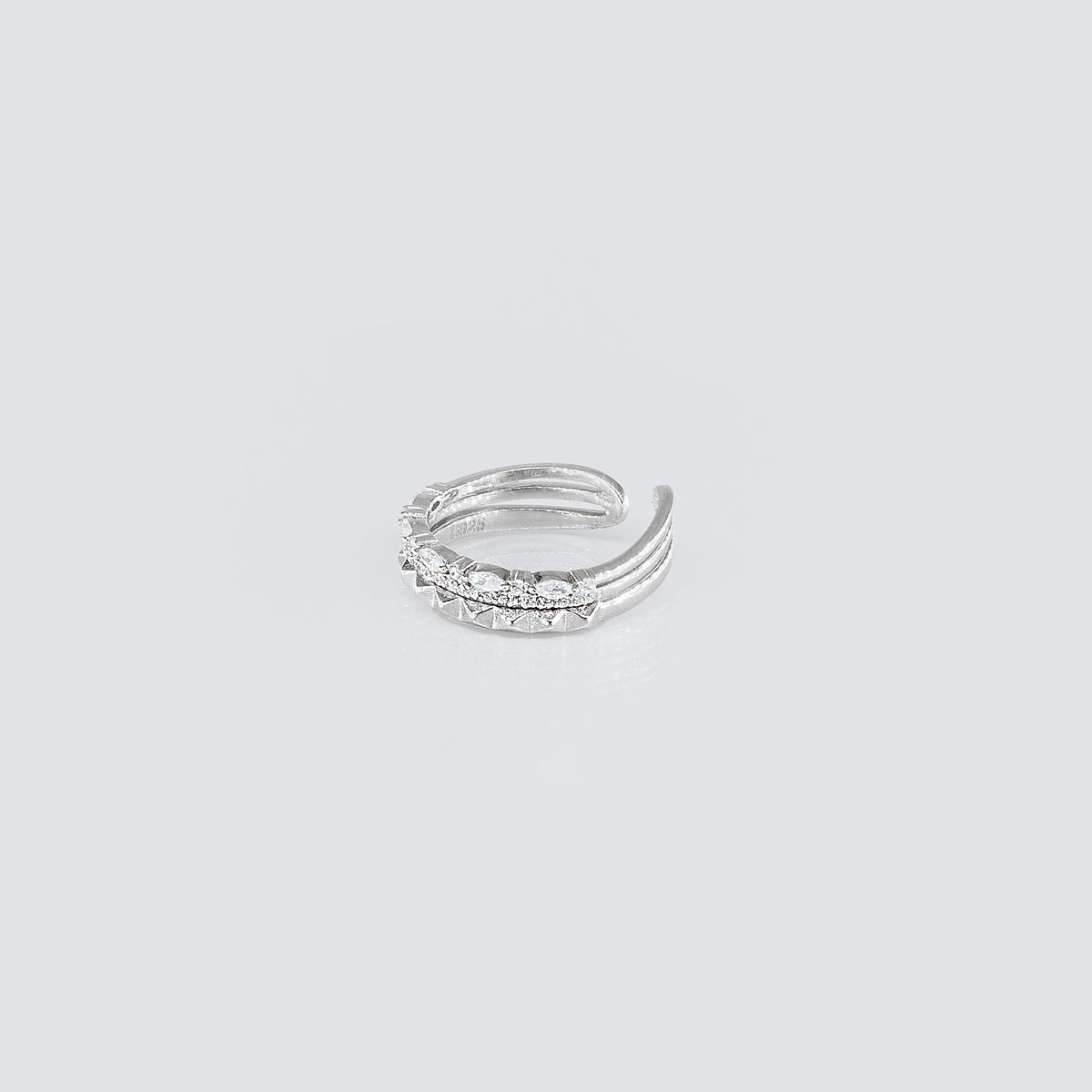 Inel din argint cu pietre - Tri-Silver Flex Ring