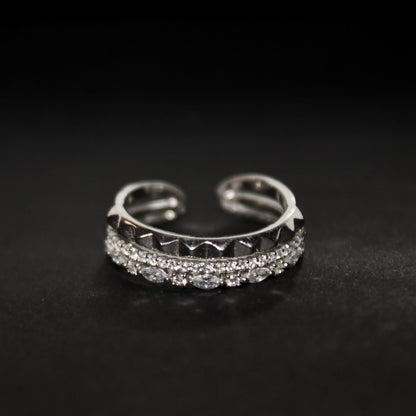 Inel din argint cu pietre - Tri-Silver Flex Ring