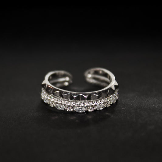Inel din argint cu pietre - Tri-Silver Flex Ring